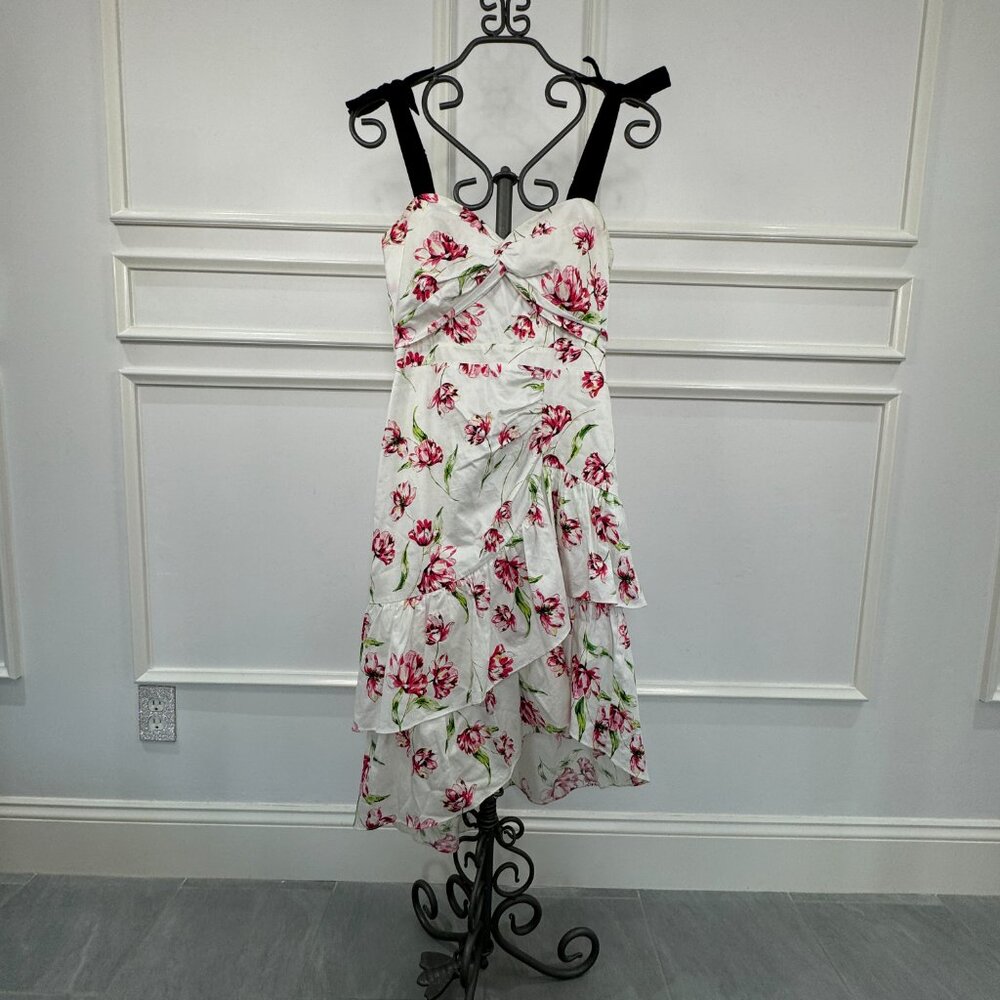 Parker women's white and floral midi dress size o